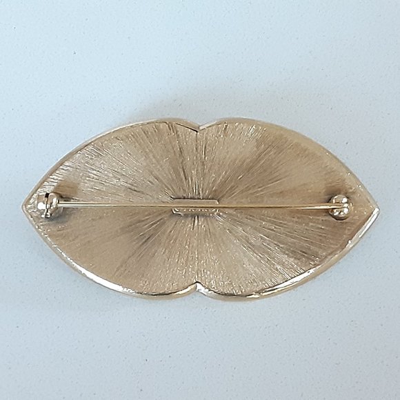 MONET Art Deco style brasstone pin/brooch with 3 stones - Picture 3 of 5